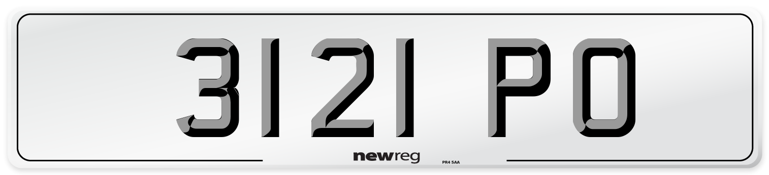 3121 PO Number Plate from New Reg